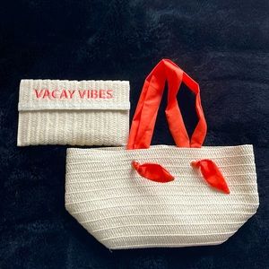 Beach Tote and matching clutch! Brand new. Perfect for your next vacation!